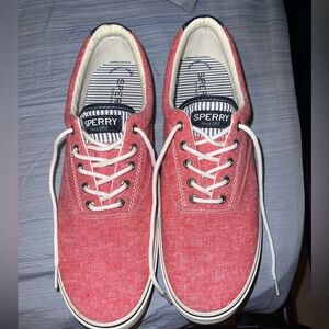 Red Sperry shoes